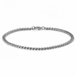 Lucleon 4mm Silver-Tone Stainless Steel Curb Chain Bracelet