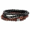 Lucleon Wrap-around Ebony & Rosewood Bead Bracelet Set