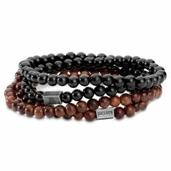 Lucleon Wrap-around Ebony & Rosewood Bead Bracelet Set