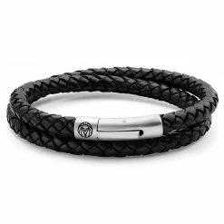 Lucleon Collins | 6mm Black Woven Leather Wrap Bracelet
