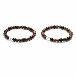 Lucleon Black & Brown Wood Bead & 925 Sterling Silver Bracelet Set -MEN'S BRACELETS Sales Store 2 1.ca0de304bddf6564a5510a248c4c5070