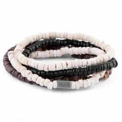 Lucleon Miro | Black, Natural & White Coconut Bracelet Set