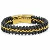 Fort Tempus Black Leather & Gold-Tone Stainless Steel Coil Bracelet
