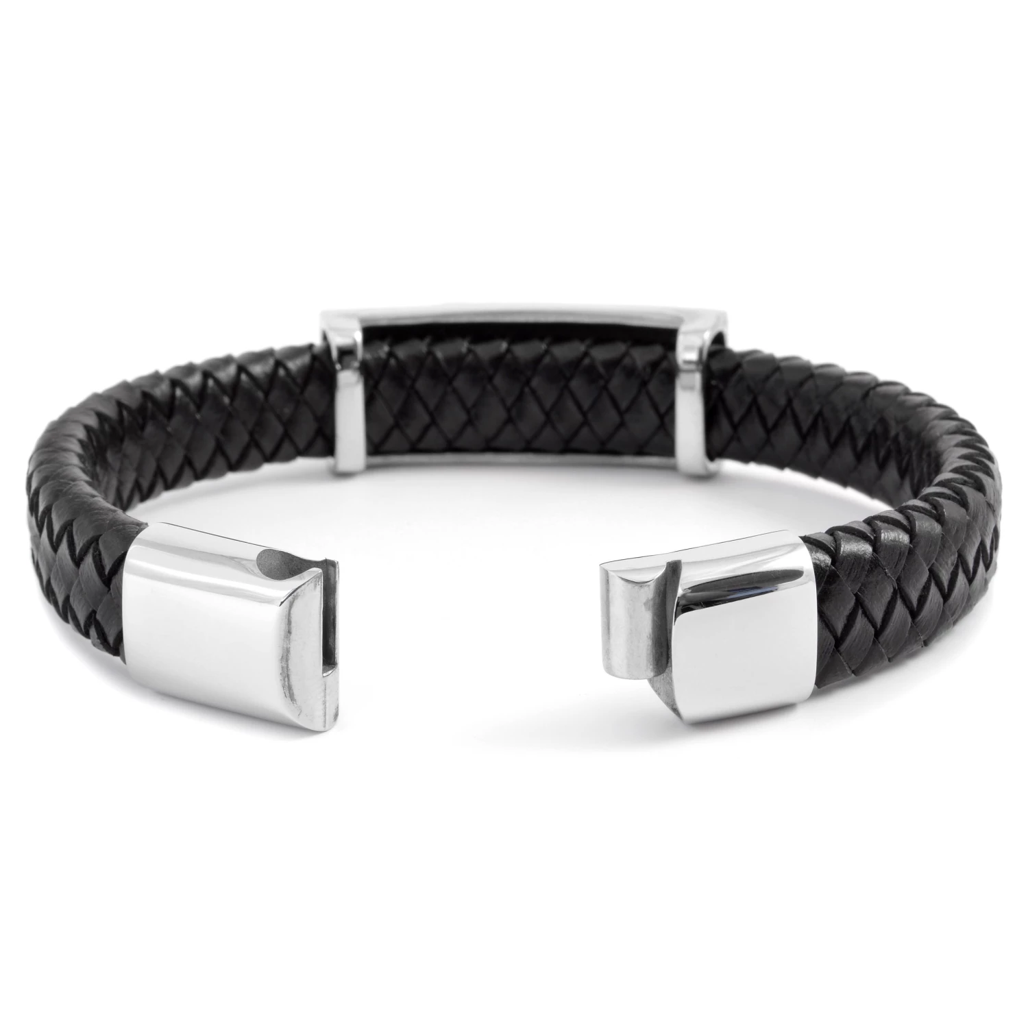 Fort Tempus Black Braided Leather & Stainless Steel Anchor Bracelet 4 Fort Tempus Black Braided Leather & Stainless Steel Anchor Bracelet - Image 4