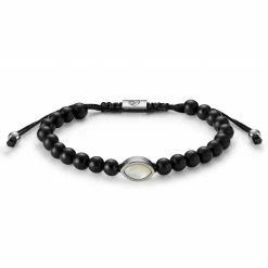 Waykins Atlantis | 1/4" (6 mm) Onyx Bead Bracelet with Mother-of-Pearl