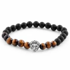 Neshraw Black Onyx & Red Tiger's Eye Lion Bracelet