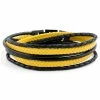 Lucleon Roy | Black & Yellow Leather & Stainless Steel Wrap Bracelet