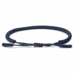 Waykins Adjustable Blue Nylon Lucky Knot Bracelet