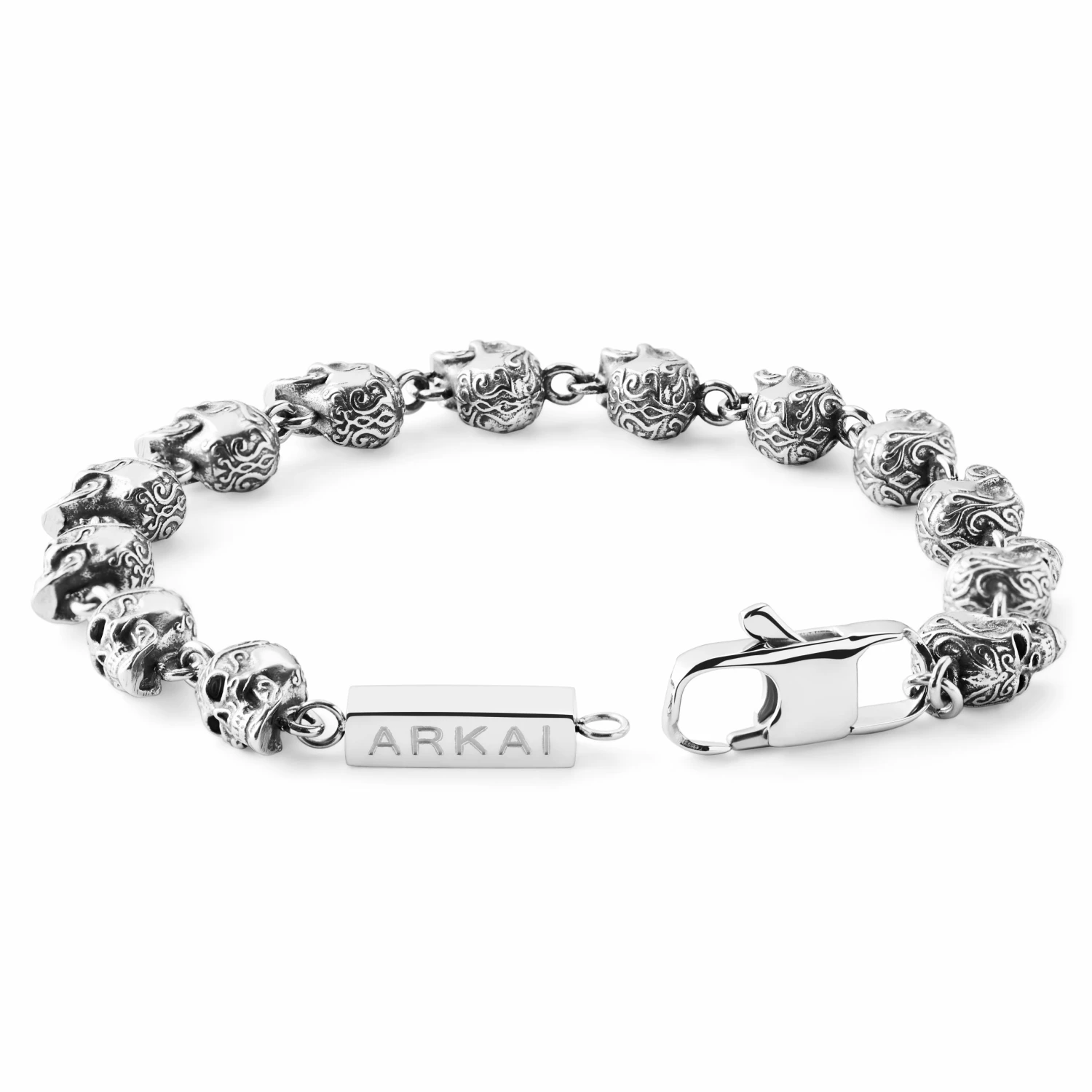 Arkai Rico | Silver-Tone Stainless Steel Skull Bracelet 6 Arkai Rico | Silver-Tone Stainless Steel Skull Bracelet - Image 6