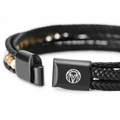 Lucleon Naxos | Black Braided Leather & Jasper Bead Bracelet -MEN'S BRACELETS Sales Store 2 3.95f98f2b485780dfa8529e84e189b1f8 3