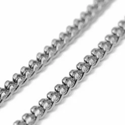 Lucleon 4mm Silver-Tone Stainless Steel Curb Chain Bracelet -MEN'S BRACELETS Sales Store 2 4.fef2c09d62d61cafb97ee41343921107 3