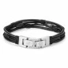 Lucleon Icon | Black & Silver-Tone Leather Cord Bracelet