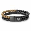Lucleon Icon | Wooden Bead & Black Leather Cord Bracelet