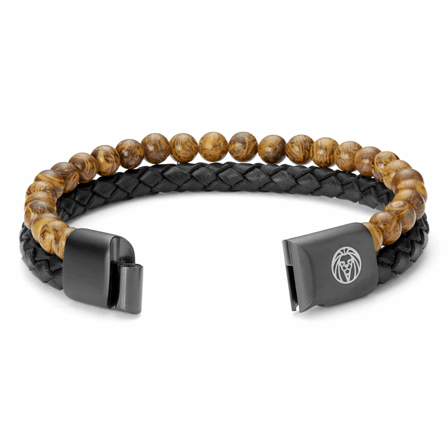Lucleon Icon | Wood Grain Jasper & Black Leather Cord Bracelet 4 Lucleon Icon | Wood Grain Jasper & Black Leather Cord Bracelet - Image 4