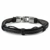 Fort Tempus Black Leather Strap & Bead Chain Bracelet