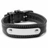 Lucleon Black Leather & Silver-Tone Steel ID Bracelet