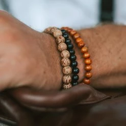Lucleon Black, Orange & Tan Wood Bead Bracelet 10 Lucleon Black, Orange & Tan Wood Bead Bracelet -MEN'S BRACELETS Sales Store 2265 bracelet 1