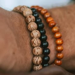 Lucleon Black, Orange & Tan Wood Bead Bracelet 11 Lucleon Black, Orange & Tan Wood Bead Bracelet -MEN'S BRACELETS Sales Store 2265best