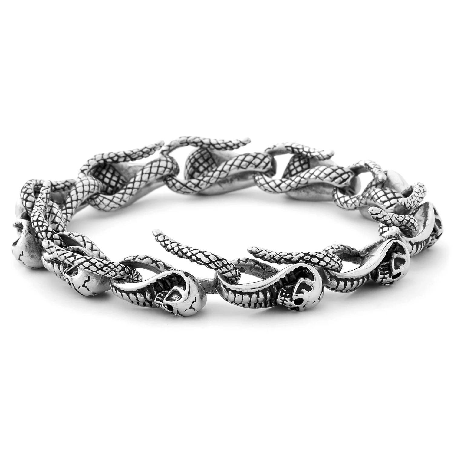 Fort Tempus Silver-Tone Stainless Steel Linked Cobra Bracelet 3 Fort Tempus Silver-Tone Stainless Steel Linked Cobra Bracelet - Image 3