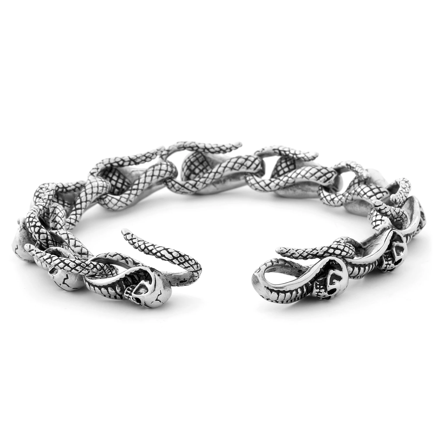 Fort Tempus Silver-Tone Stainless Steel Linked Cobra Bracelet 2 Fort Tempus Silver-Tone Stainless Steel Linked Cobra Bracelet - Image 2
