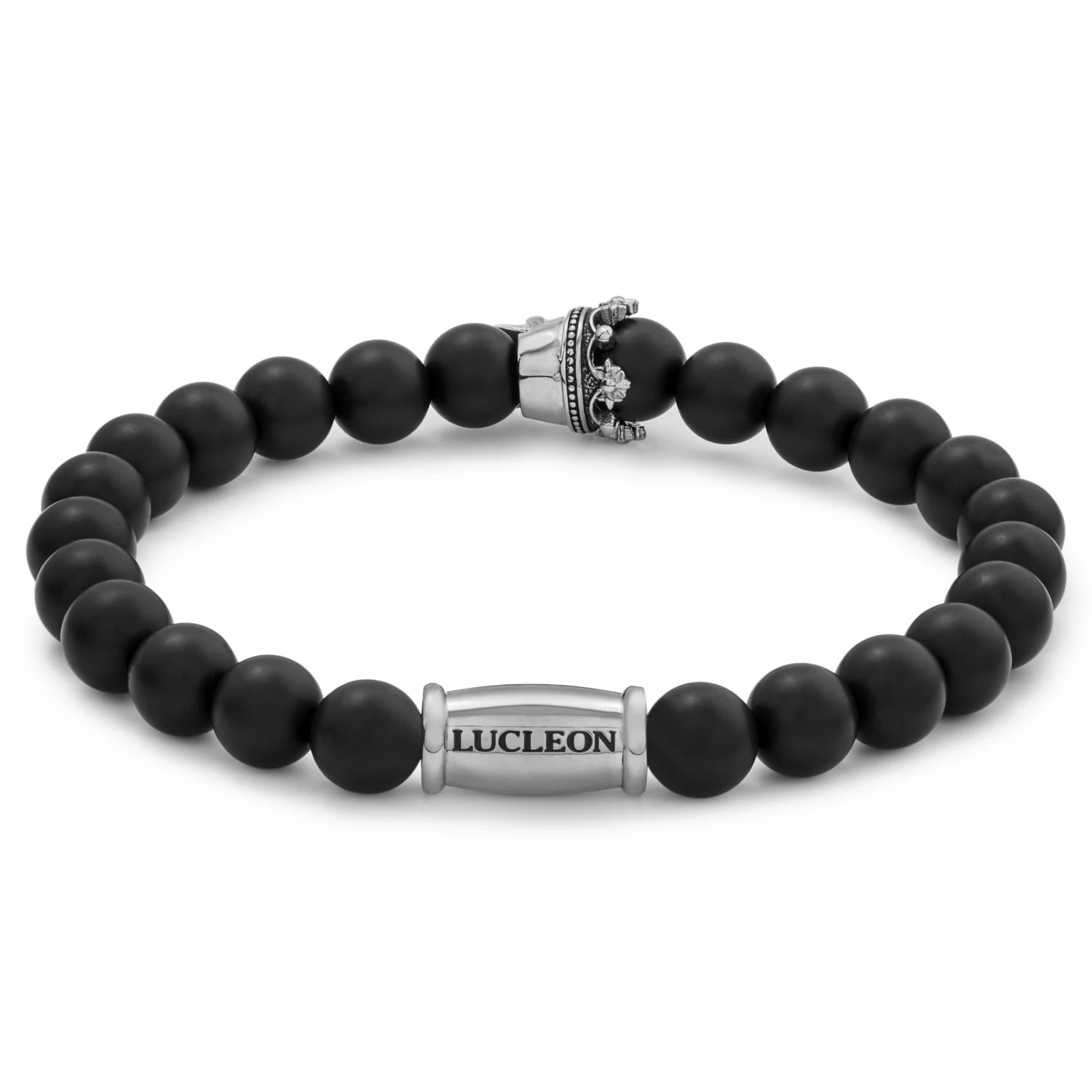 Lucleon Vasilios | Natural Black Onyx Bead & Stainless Steel Skull Bracelet 2 Lucleon Vasilios | Natural Black Onyx Bead & Stainless Steel Skull Bracelet - Image 2