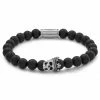 Lucleon Vasilios | Natural Black Onyx Bead & Stainless Steel Skull Bracelet