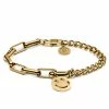 Lucleon Amager | Gold-Tone Stainless Steel Curb & Cable Chain Smiley Bracelet
