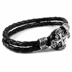 Fort Tempus Black Braided Leather Rope & Stainless Steel Cross Bracelet 6 Fort Tempus Black Braided Leather Rope & Stainless Steel Cross Bracelet -MEN'S BRACELETS Sales Store 28 1 23