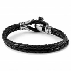 Fort Tempus Black Braided Leather Rope & Stainless Steel Cross Bracelet 7 Fort Tempus Black Braided Leather Rope & Stainless Steel Cross Bracelet -MEN'S BRACELETS Sales Store 28 27