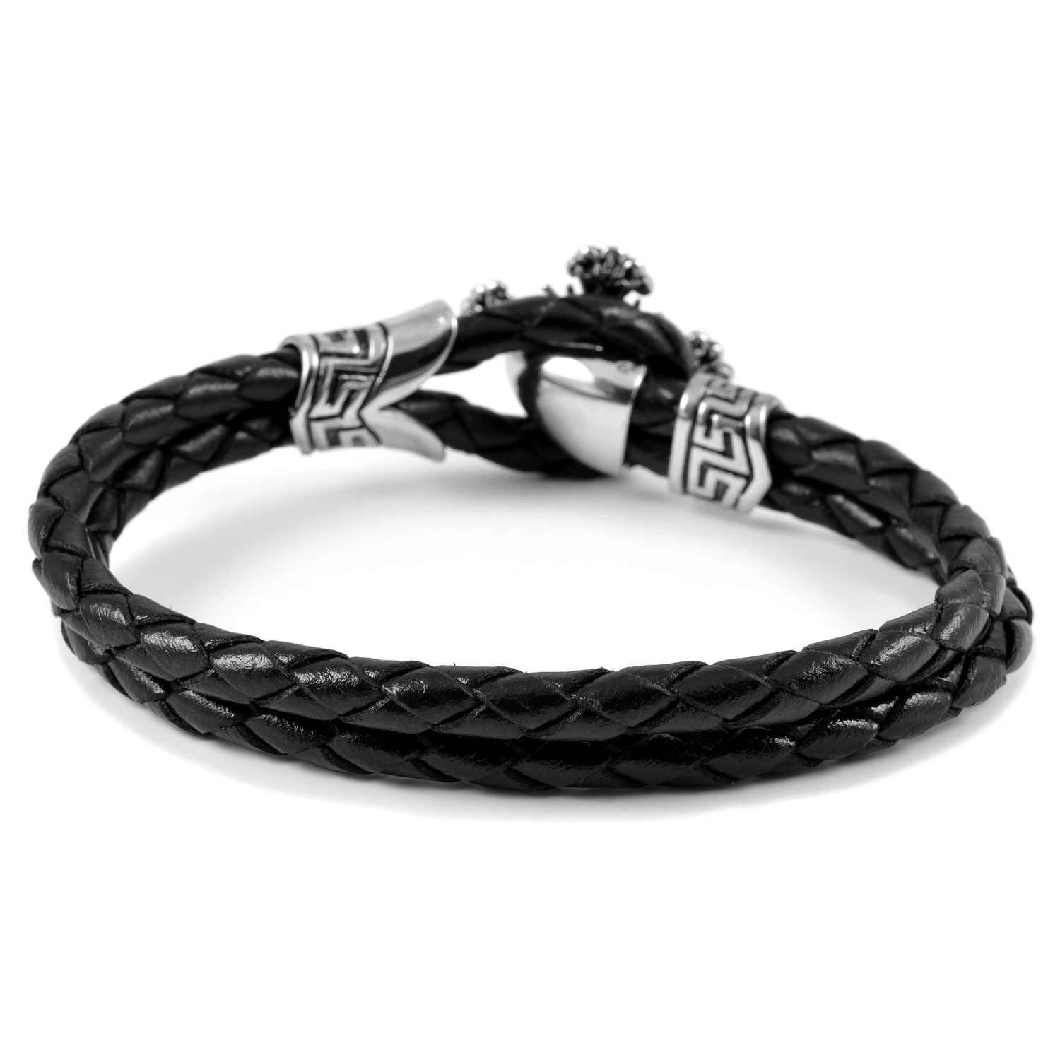 Fort Tempus Black Braided Leather Rope & Stainless Steel Cross Bracelet 4 Fort Tempus Black Braided Leather Rope & Stainless Steel Cross Bracelet - Image 4