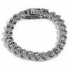 Fort Tempus Solid Silver-Tone Stainless Steel Curb Chain Bracelet