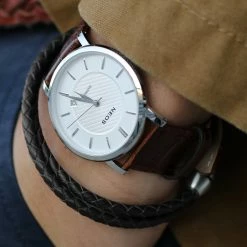 Lucleon Black Braided Leather & Stainless Steel Wrap Bracelet -MEN'S BRACELETS Sales Store 2 17 9