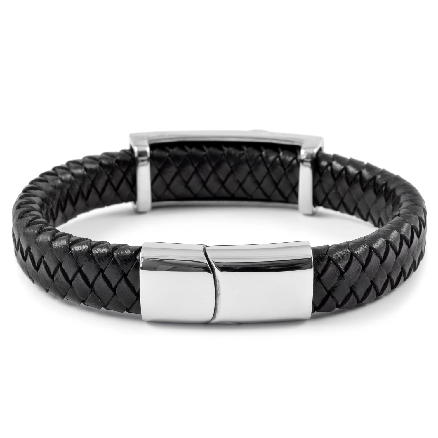 Fort Tempus Black Braided Leather & Stainless Steel Anchor Bracelet 2 Fort Tempus Black Braided Leather & Stainless Steel Anchor Bracelet - Image 2