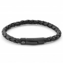 Lucleon Black Braided Leather Cord Bracelet