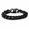Lucleon 16mm Black Stainless Steel Curb Chain Bracelet