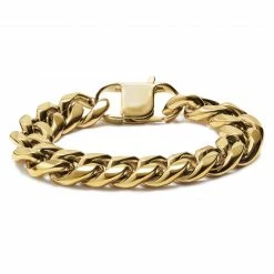 Lucleon 16mm Gold-Tone Stainless Steel Curb Chain Bracelet