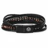 Lucleon Naxos | Black Braided Leather & Red Tiger's Eye Bracelet