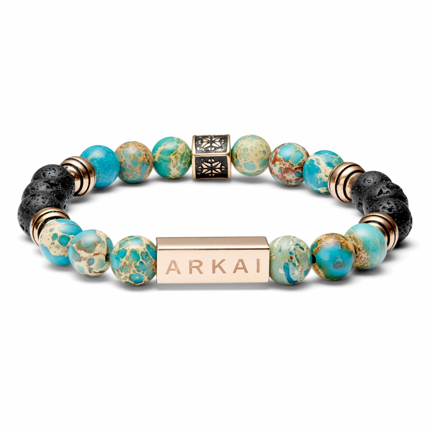 Arkai Roas | Blue & Green Imperial Jasper & Lava Rock Bracelet 1 Arkai Roas | Blue & Green Imperial Jasper & Lava Rock Bracelet