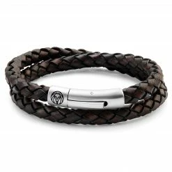 Lucleon Collins | 6mm Brown Woven Leather Wrap Around Bracelet
