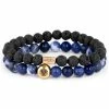 Lucleon Miro | Black Lava Rock & Blue Agate Bracelet Set