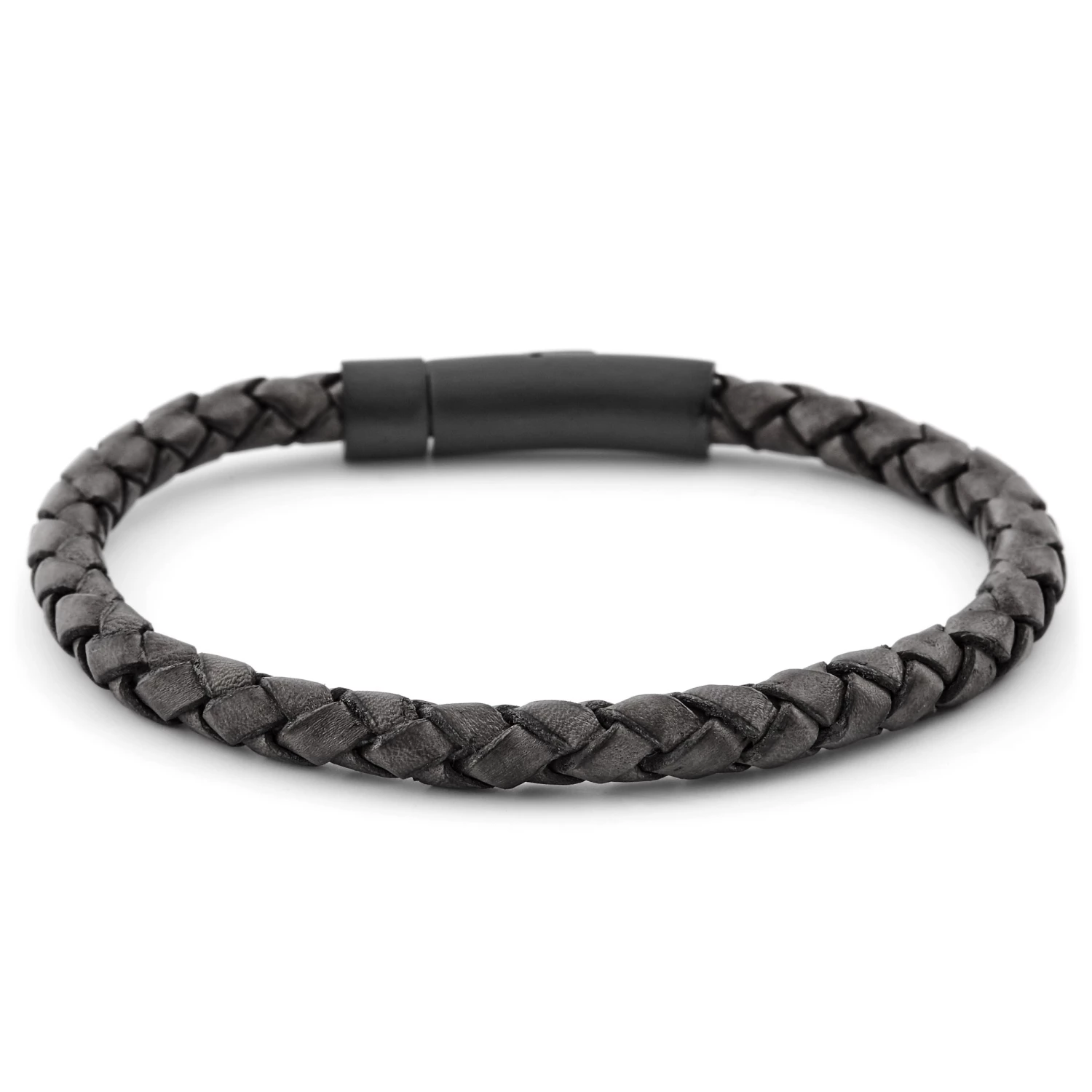 Lucleon Grey & Black Braided Leather Cord Bracelet 3 Lucleon Grey & Black Braided Leather Cord Bracelet - Image 3