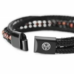Lucleon Naxos | Black Braided Leather & Red Tiger's Eye Bracelet -MEN'S BRACELETS Sales Store 3 3.323a63aa875e3c253a4387ea9d3dc334 3