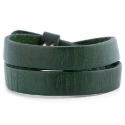 Salt & Hide Green Buffalo Leather Wrap Bracelet