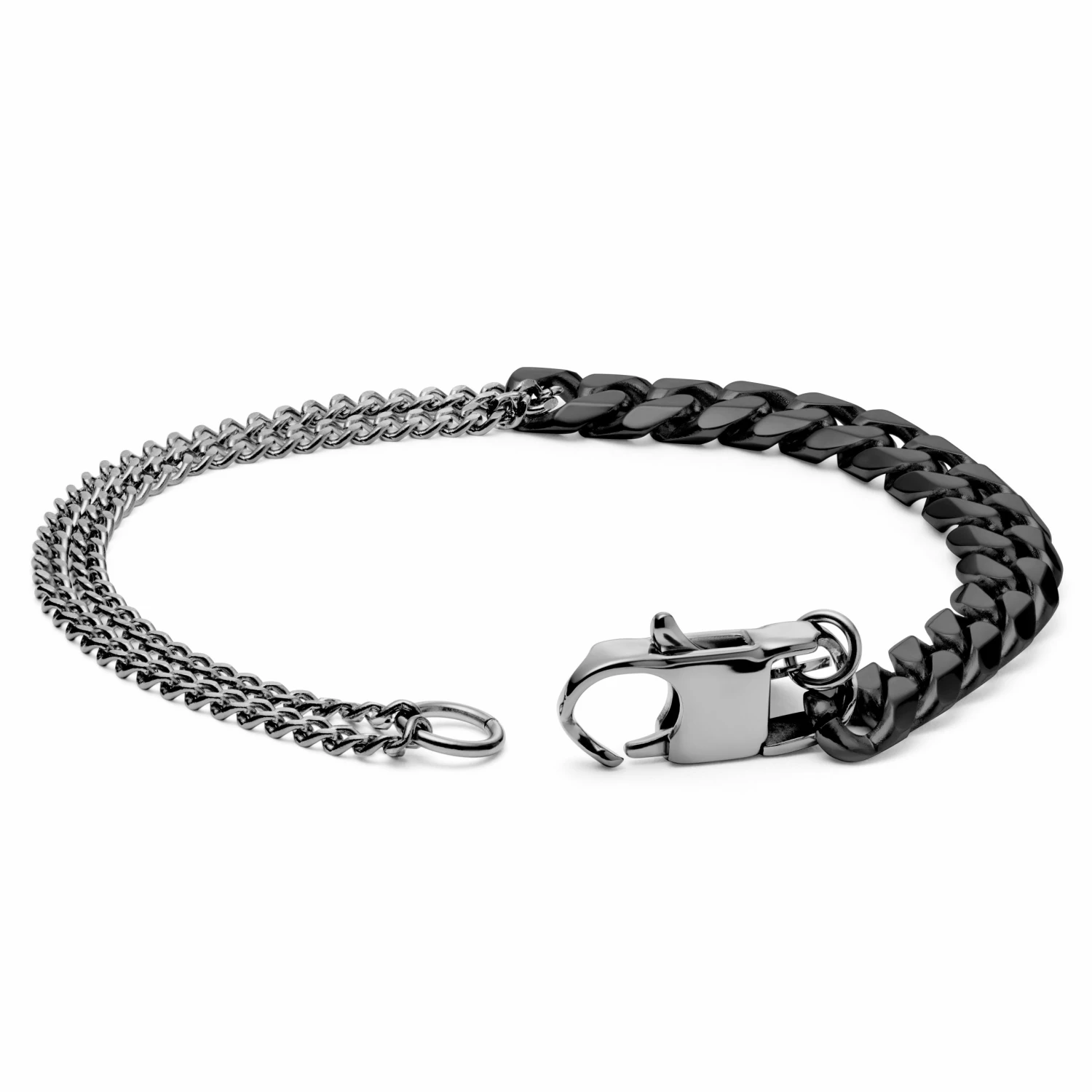 Lucleon Amager | Silver-Tone & Gunmetal Stainless Steel Curb Chain Bracelet 2 Lucleon Amager | Silver-Tone & Gunmetal Stainless Steel Curb Chain Bracelet - Image 2