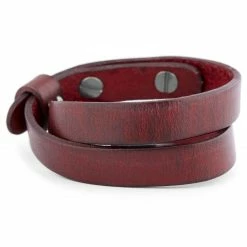 Salt & Hide Red Buffalo Leather Wrap Bracelet