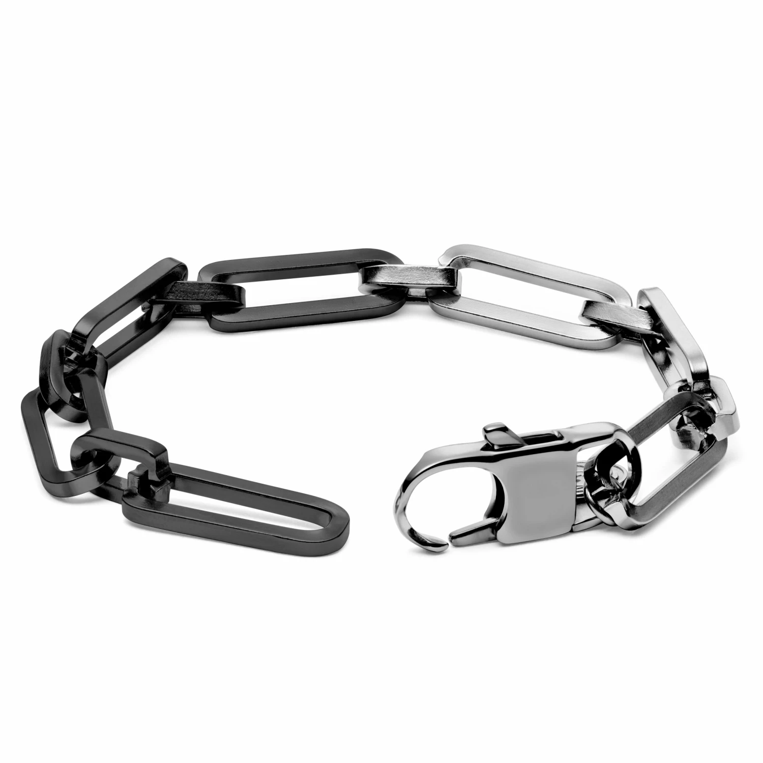Lucleon Amager | Silver-Tone & Gunmetal Stainless Steel Cable Chain Bracelet 2 Lucleon Amager | Silver-Tone & Gunmetal Stainless Steel Cable Chain Bracelet - Image 2