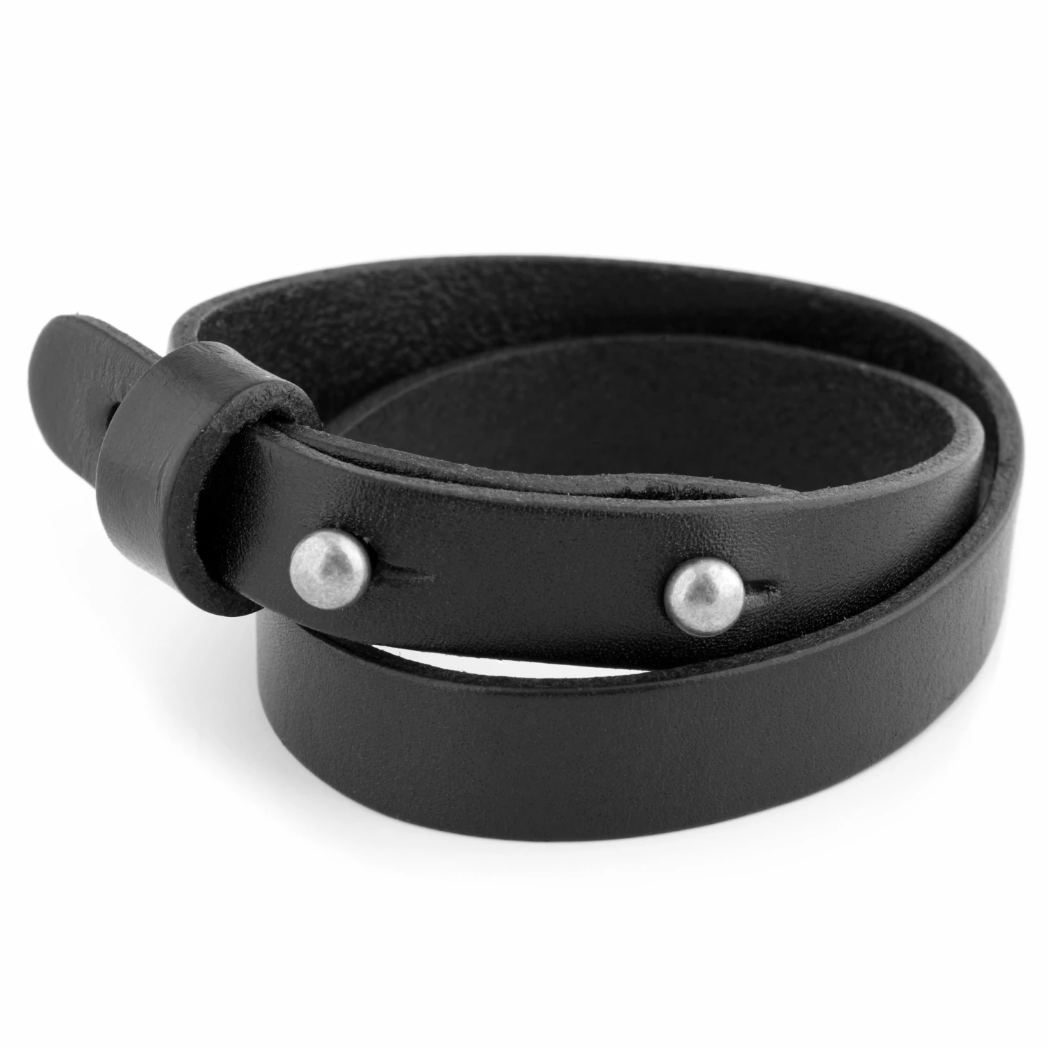 Salt & Hide Black Genuine Buffalo Leather Wrap Bracelet 2 Salt & Hide Black Genuine Buffalo Leather Wrap Bracelet - Image 2