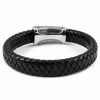 Fort Tempus Black Braided Leather Strap & Stainless Steel Snake Motif Bracelet