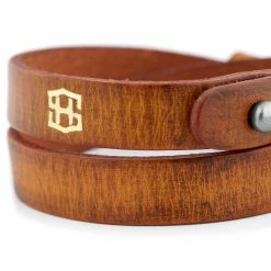 Salt & Hide Tan Buffalo Leather Wrap Bracelet -MEN'S BRACELETS Sales Store 34 3 16