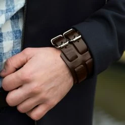 Collin Rowe Wide Raw Brown Leather Cuff Bracelet -MEN'S BRACELETS Sales Store 3476 bracelet 1